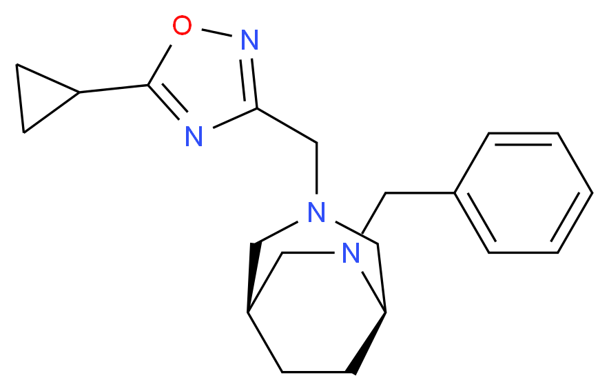 (1S*,5R*)-6-benzyl-3-[(5-cyclopropyl-1,2,4-oxadiazol-3-yl)methyl]-3,6-diazabicyclo[3.2.2]nonane_Molecular_structure_CAS_)