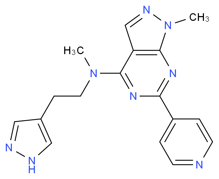 N,1-dimethyl-N-[2-(1H-pyrazol-4-yl)ethyl]-6-(4-pyridinyl)-1H-pyrazolo[3,4-d]pyrimidin-4-amine_Molecular_structure_CAS_)