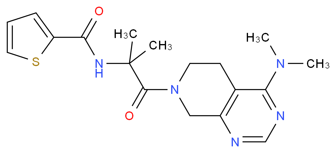 N-{2-[4-(dimethylamino)-5,8-dihydropyrido[3,4-d]pyrimidin-7(6H)-yl]-1,1-dimethyl-2-oxoethyl}thiophene-2-carboxamide_Molecular_structure_CAS_)