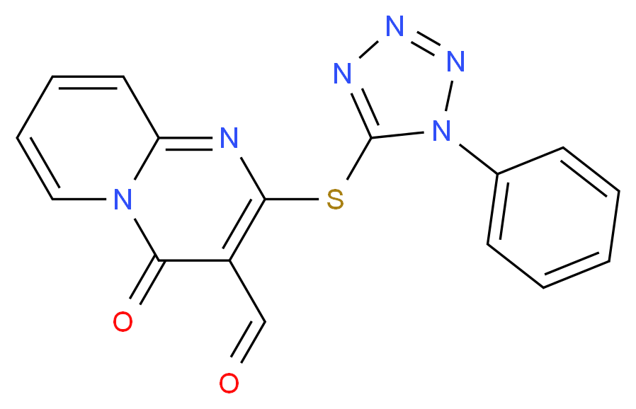 4-Oxo-2-(1-phenyl-1H-tetrazol-5-ylsulfanyl)-4H-pyrido[1,2-a]pyrimidine-3-carbaldehyde_Molecular_structure_CAS_)