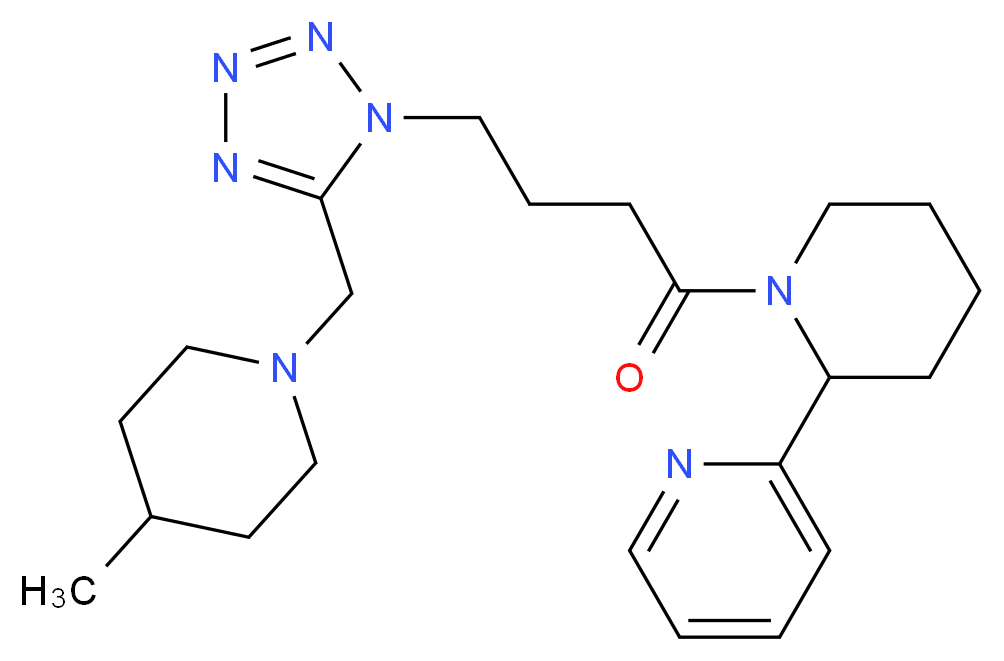 2-[1-(4-{5-[(4-methyl-1-piperidinyl)methyl]-1H-tetrazol-1-yl}butanoyl)-2-piperidinyl]pyridine_Molecular_structure_CAS_)