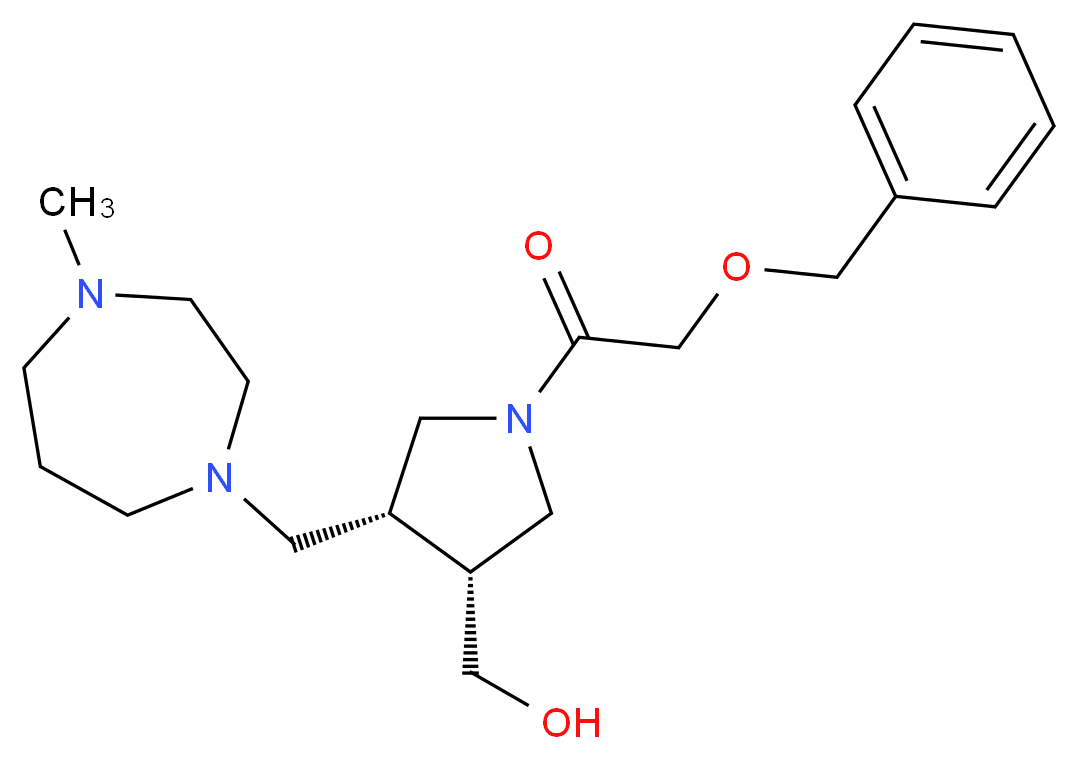 {(3R*,4R*)-1-[(benzyloxy)acetyl]-4-[(4-methyl-1,4-diazepan-1-yl)methyl]pyrrolidin-3-yl}methanol_Molecular_structure_CAS_)