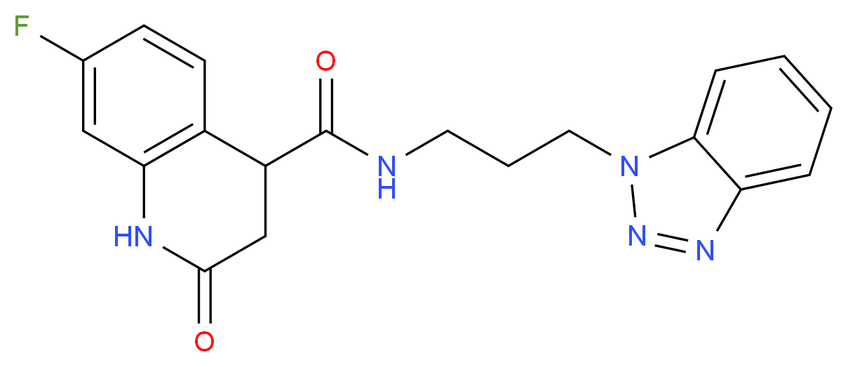 N-[3-(1H-1,2,3-benzotriazol-1-yl)propyl]-7-fluoro-2-oxo-1,2,3,4-tetrahydroquinoline-4-carboxamide_Molecular_structure_CAS_)
