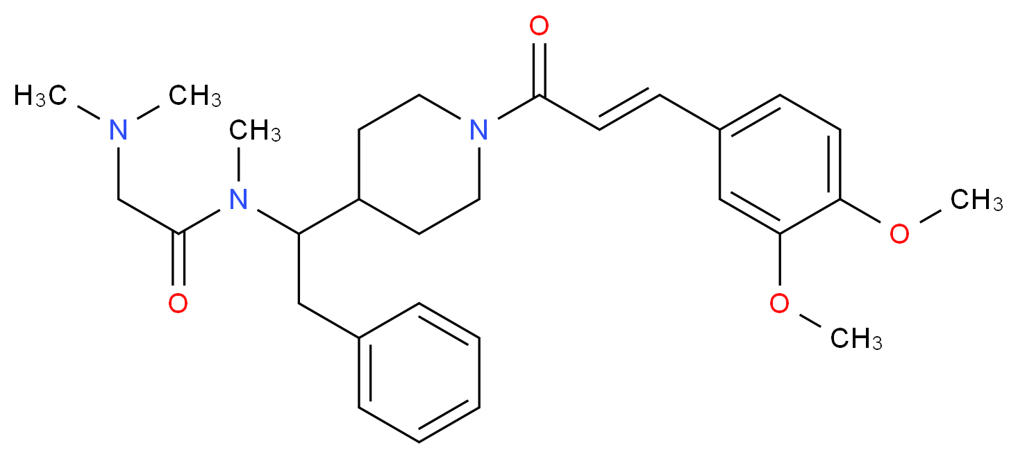 N~1~-(1-{1-[(2E)-3-(3,4-dimethoxyphenyl)-2-propenoyl]-4-piperidinyl}-2-phenylethyl)-N~1~,N~2~,N~2~-trimethylglycinamide_Molecular_structure_CAS_)