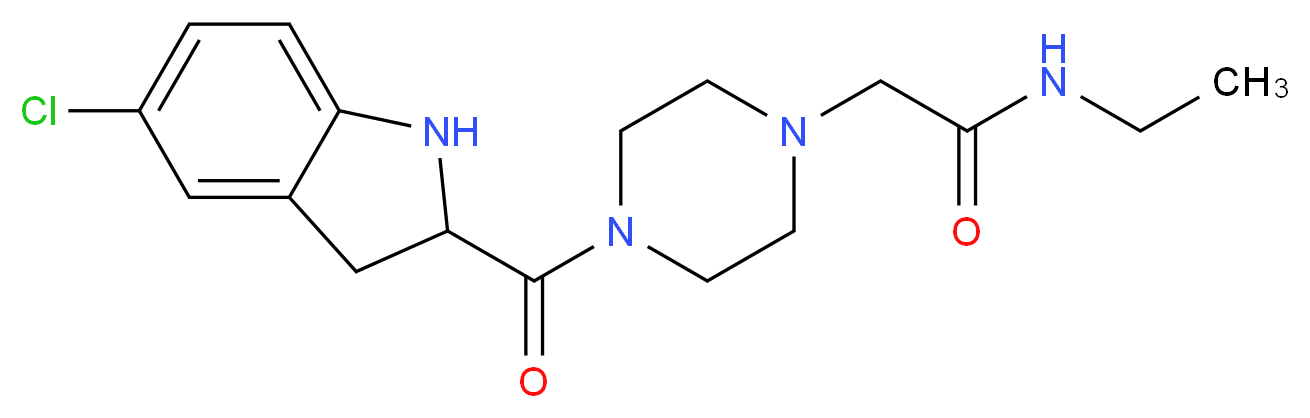 2-{4-[(5-chloro-2,3-dihydro-1H-indol-2-yl)carbonyl]-1-piperazinyl}-N-ethylacetamide_Molecular_structure_CAS_)