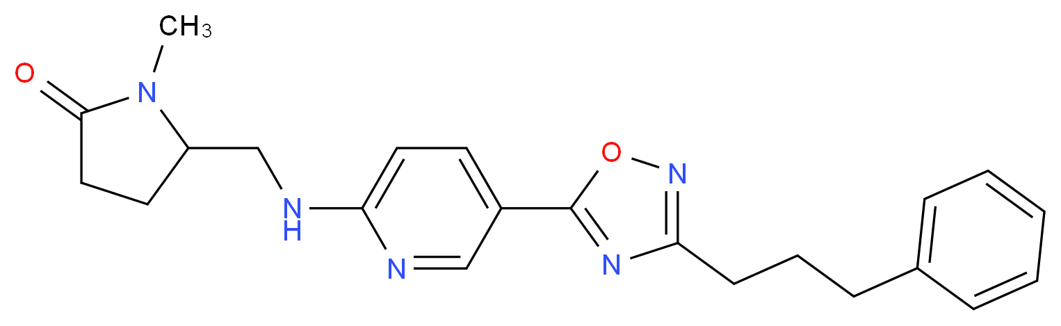 1-methyl-5-[({5-[3-(3-phenylpropyl)-1,2,4-oxadiazol-5-yl]pyridin-2-yl}amino)methyl]pyrrolidin-2-one_Molecular_structure_CAS_)