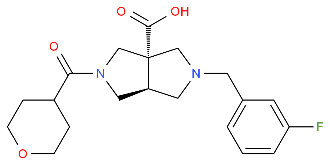 (3aS*,6aS*)-2-(3-fluorobenzyl)-5-(tetrahydro-2H-pyran-4-ylcarbonyl)hexahydropyrrolo[3,4-c]pyrrole-3a(1H)-carboxylic acid_Molecular_structure_CAS_)