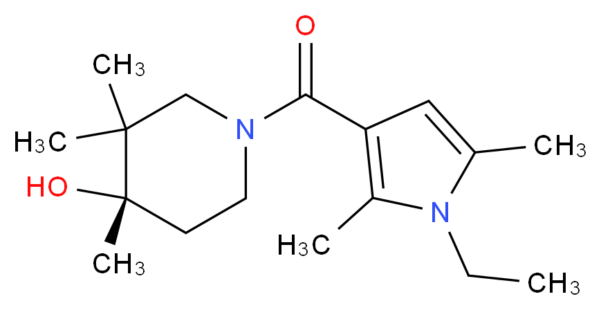 (4S*)-1-[(1-ethyl-2,5-dimethyl-1H-pyrrol-3-yl)carbonyl]-3,3,4-trimethylpiperidin-4-ol_Molecular_structure_CAS_)
