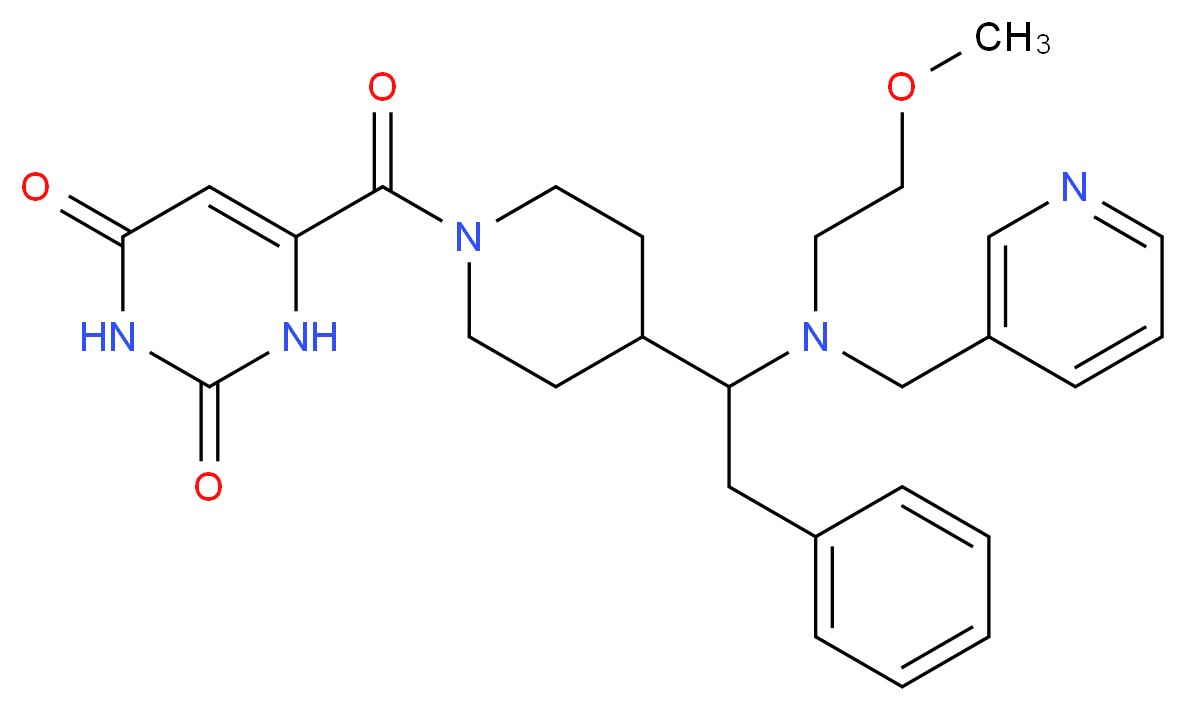 6-[(4-{1-[(2-methoxyethyl)(3-pyridinylmethyl)amino]-2-phenylethyl}-1-piperidinyl)carbonyl]-2,4(1H,3H)-pyrimidinedione_Molecular_structure_CAS_)