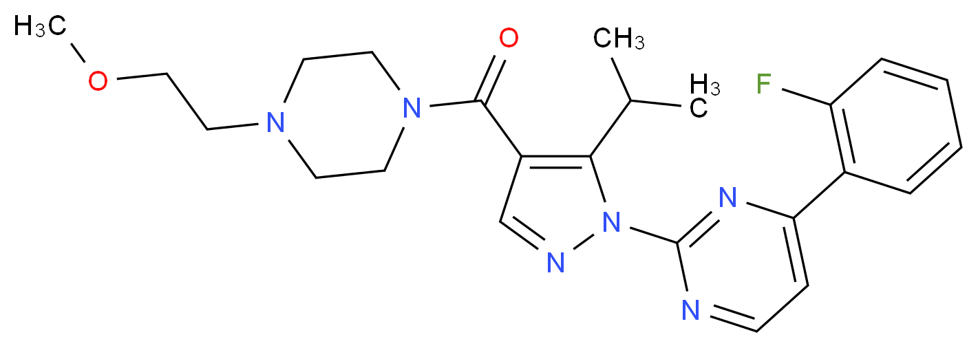 4-(2-fluorophenyl)-2-(5-isopropyl-4-{[4-(2-methoxyethyl)-1-piperazinyl]carbonyl}-1H-pyrazol-1-yl)pyrimidine_Molecular_structure_CAS_)