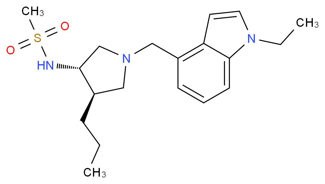 N-{(3S*,4R*)-1-[(1-ethyl-1H-indol-4-yl)methyl]-4-propyl-3-pyrrolidinyl}methanesulfonamide_Molecular_structure_CAS_)
