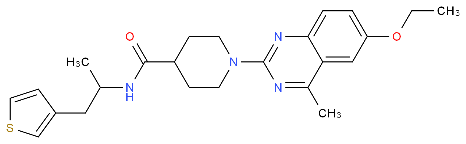 1-(6-ethoxy-4-methyl-2-quinazolinyl)-N-[1-methyl-2-(3-thienyl)ethyl]-4-piperidinecarboxamide_Molecular_structure_CAS_)
