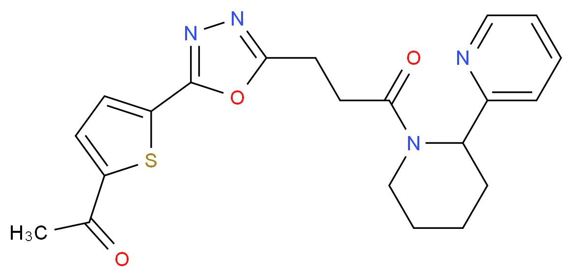 1-[5-(5-{3-oxo-3-[2-(2-pyridinyl)-1-piperidinyl]propyl}-1,3,4-oxadiazol-2-yl)-2-thienyl]ethanone_Molecular_structure_CAS_)