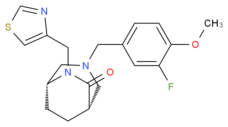 (1S*,5R*)-3-(3-fluoro-4-methoxybenzyl)-6-(1,3-thiazol-4-ylmethyl)-3,6-diazabicyclo[3.2.2]nonan-7-one_Molecular_structure_CAS_)