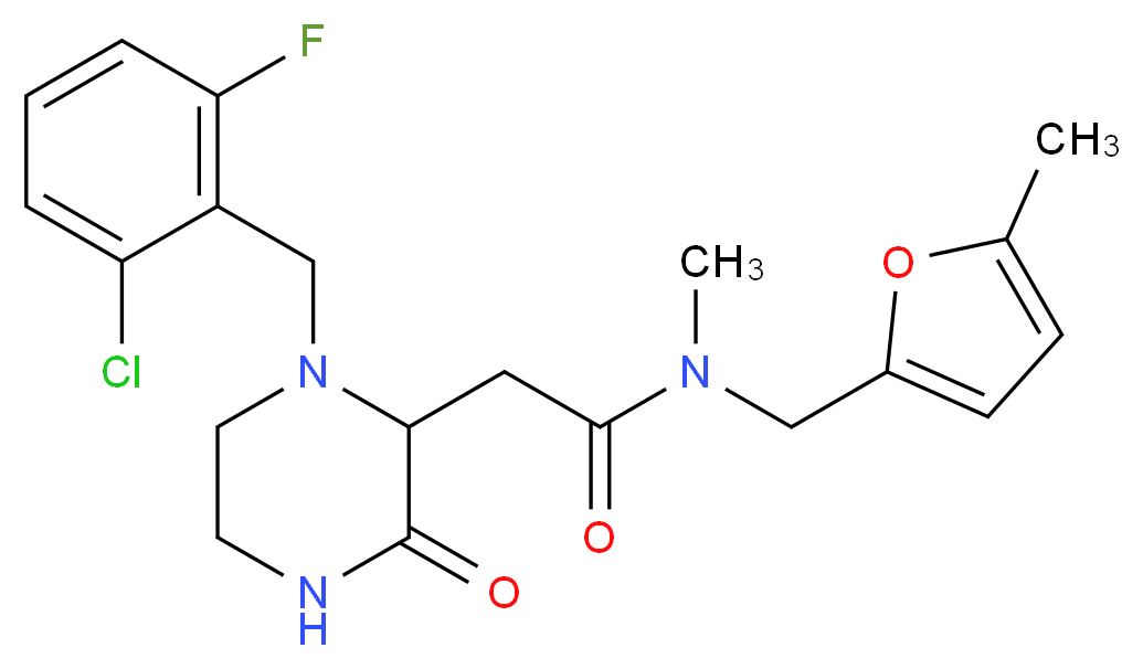 2-[1-(2-chloro-6-fluorobenzyl)-3-oxo-2-piperazinyl]-N-methyl-N-[(5-methyl-2-furyl)methyl]acetamide_Molecular_structure_CAS_)