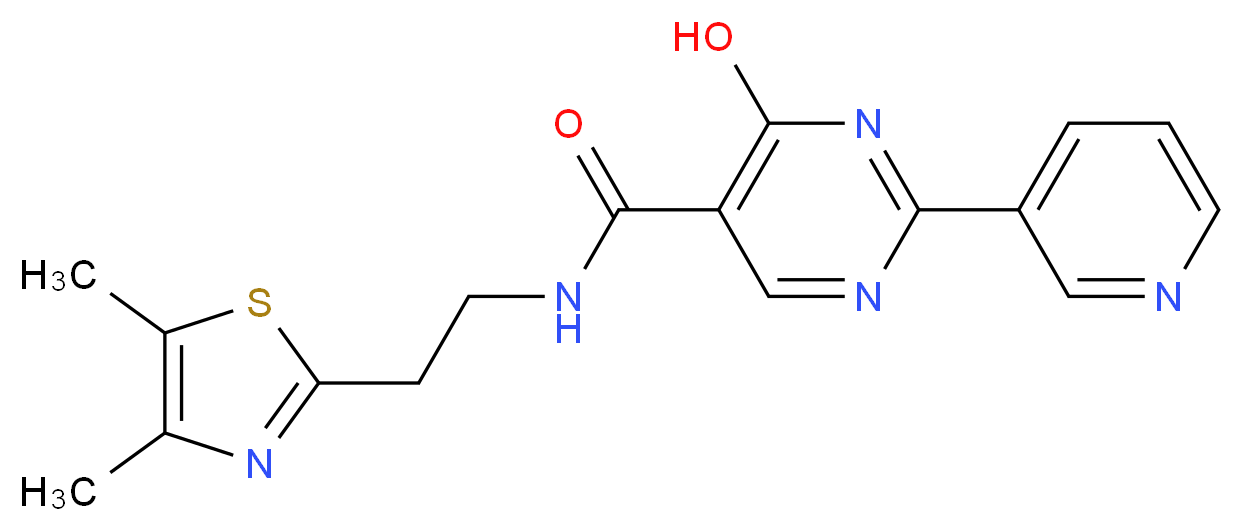 N-[2-(4,5-dimethyl-1,3-thiazol-2-yl)ethyl]-4-hydroxy-2-pyridin-3-ylpyrimidine-5-carboxamide_Molecular_structure_CAS_)