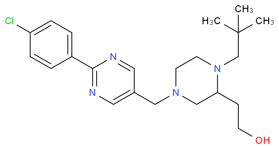 2-[4-{[2-(4-chlorophenyl)-5-pyrimidinyl]methyl}-1-(2,2-dimethylpropyl)-2-piperazinyl]ethanol_Molecular_structure_CAS_)