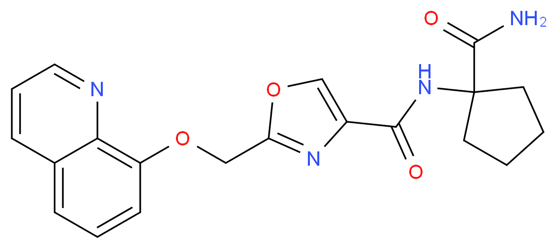 N-[1-(aminocarbonyl)cyclopentyl]-2-[(quinolin-8-yloxy)methyl]-1,3-oxazole-4-carboxamide_Molecular_structure_CAS_)
