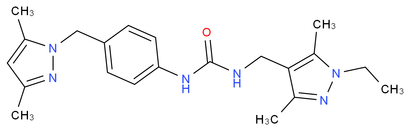 N-{4-[(3,5-dimethyl-1H-pyrazol-1-yl)methyl]phenyl}-N'-[(1-ethyl-3,5-dimethyl-1H-pyrazol-4-yl)methyl]urea_Molecular_structure_CAS_)