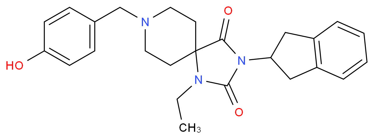 3-(2,3-dihydro-1H-inden-2-yl)-1-ethyl-8-(4-hydroxybenzyl)-1,3,8-triazaspiro[4.5]decane-2,4-dione_Molecular_structure_CAS_)
