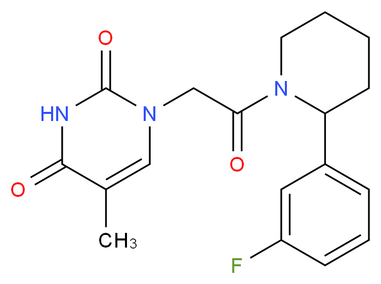 1-{2-[2-(3-fluorophenyl)-1-piperidinyl]-2-oxoethyl}-5-methyl-2,4(1H,3H)-pyrimidinedione_Molecular_structure_CAS_)