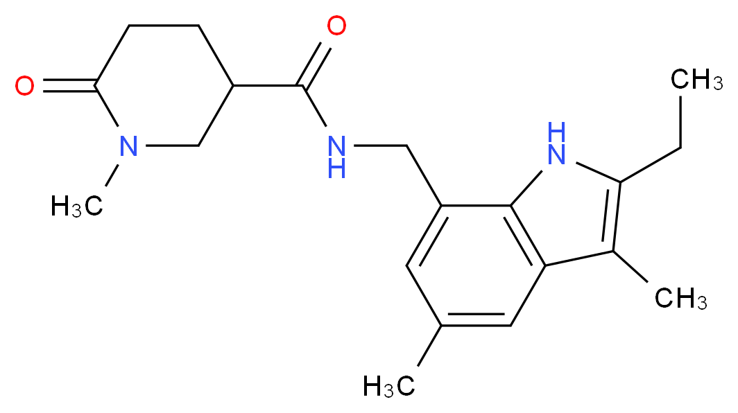 N-[(2-ethyl-3,5-dimethyl-1H-indol-7-yl)methyl]-1-methyl-6-oxopiperidine-3-carboxamide_Molecular_structure_CAS_)