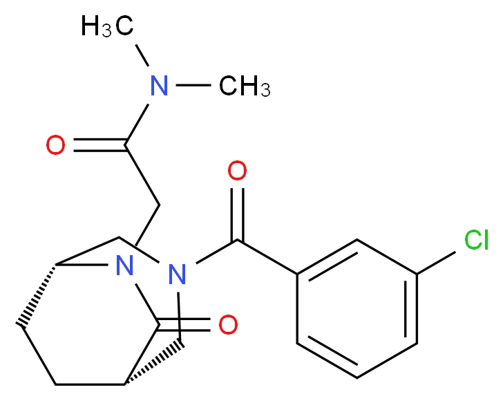 2-[(1S*,5R*)-3-(3-chlorobenzoyl)-7-oxo-3,6-diazabicyclo[3.2.2]non-6-yl]-N,N-dimethylacetamide_Molecular_structure_CAS_)