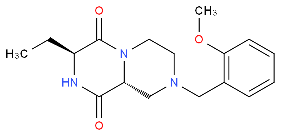 (3S,9aR)-3-ethyl-8-(2-methoxybenzyl)tetrahydro-2H-pyrazino[1,2-a]pyrazine-1,4(3H,6H)-dione_Molecular_structure_CAS_)