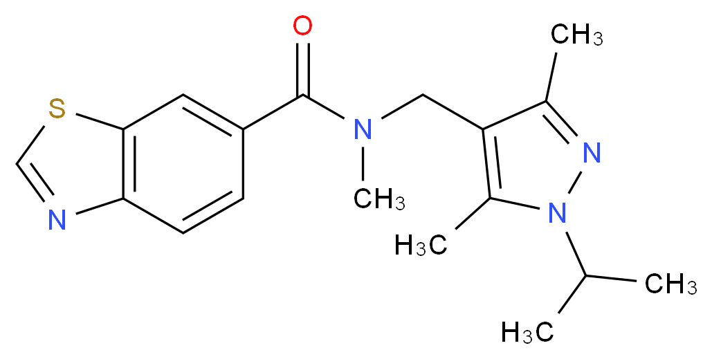 N-[(1-isopropyl-3,5-dimethyl-1H-pyrazol-4-yl)methyl]-N-methyl-1,3-benzothiazole-6-carboxamide_Molecular_structure_CAS_)