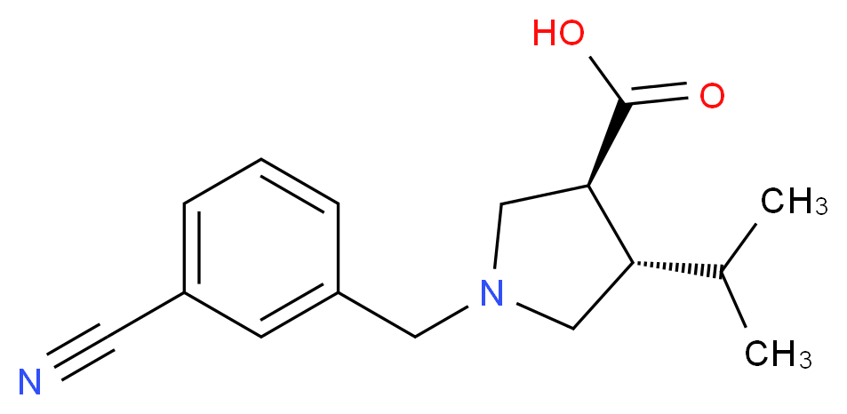 (3S*,4S*)-1-(3-cyanobenzyl)-4-isopropyl-3-pyrrolidinecarboxylic acid_Molecular_structure_CAS_)