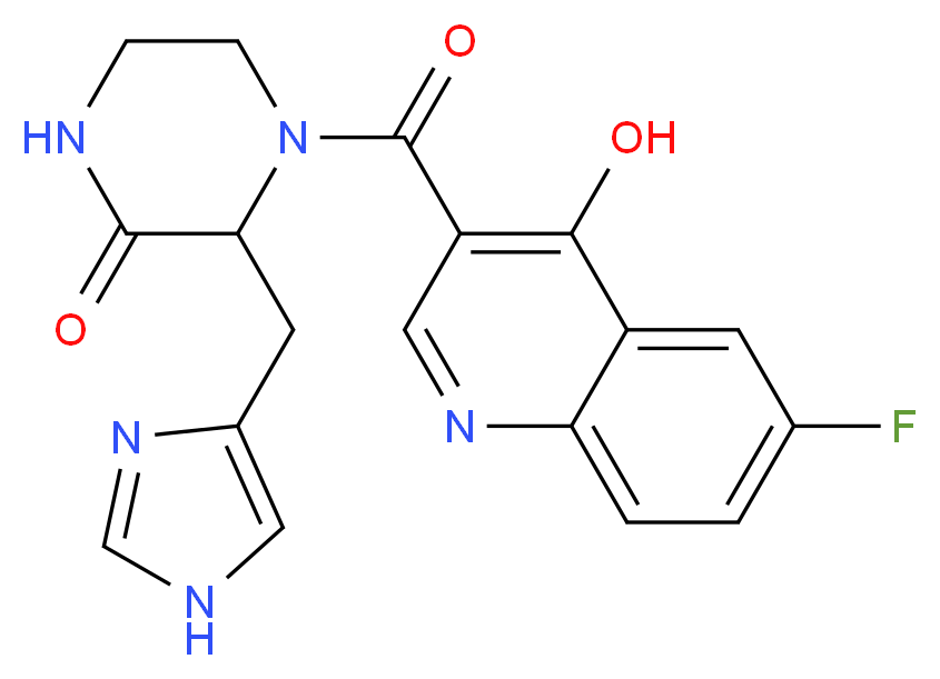 4-[(6-fluoro-4-hydroxyquinolin-3-yl)carbonyl]-3-(1H-imidazol-4-ylmethyl)piperazin-2-one_Molecular_structure_CAS_)