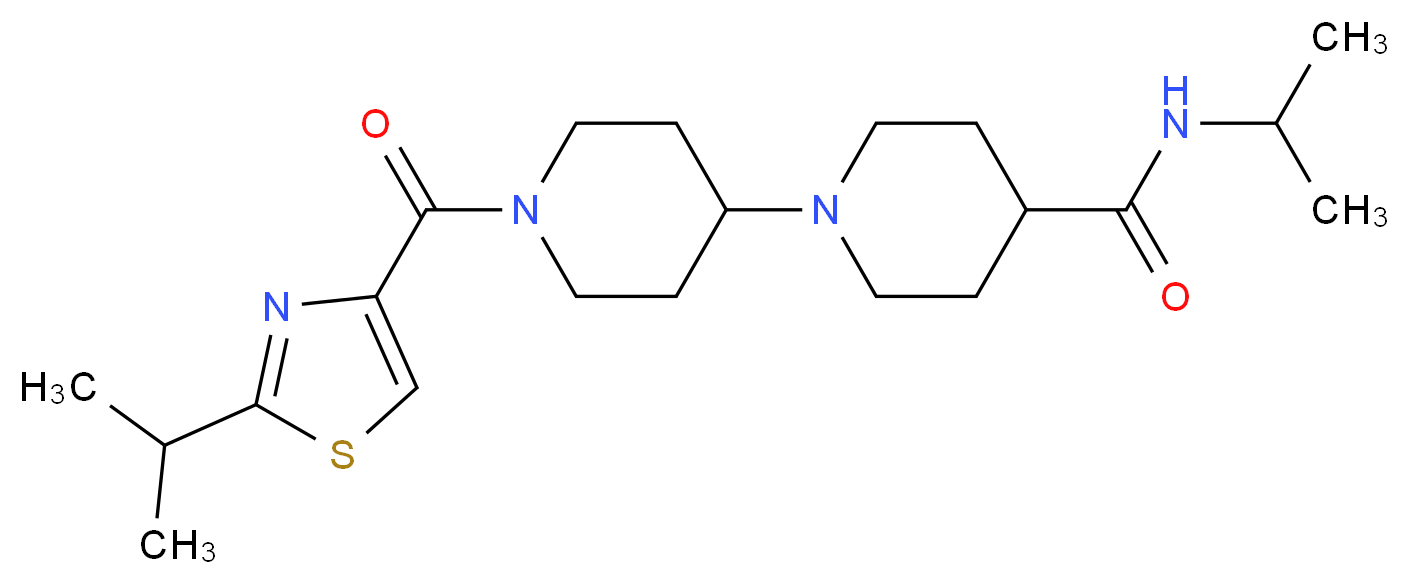 N-isopropyl-1'-[(2-isopropyl-1,3-thiazol-4-yl)carbonyl]-1,4'-bipiperidine-4-carboxamide_Molecular_structure_CAS_)