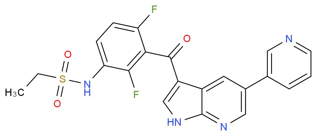 N-{2,4-difluoro-3-[(5-pyridin-3-yl-1H-pyrrolo[2,3-b]pyridin-3-yl)carbonyl]phenyl}ethanesulfonamide_Molecular_structure_CAS_)