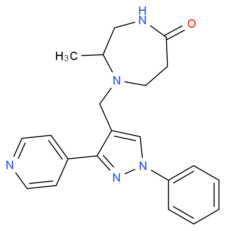 2-methyl-1-[(1-phenyl-3-pyridin-4-yl-1H-pyrazol-4-yl)methyl]-1,4-diazepan-5-one_Molecular_structure_CAS_)