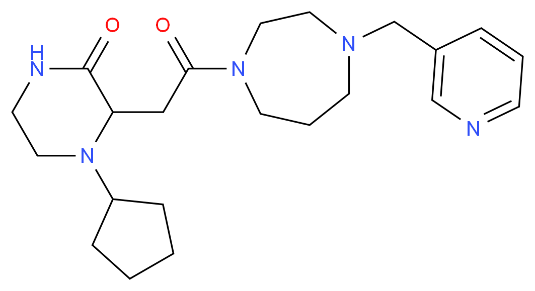 4-cyclopentyl-3-{2-oxo-2-[4-(3-pyridinylmethyl)-1,4-diazepan-1-yl]ethyl}-2-piperazinone_Molecular_structure_CAS_)