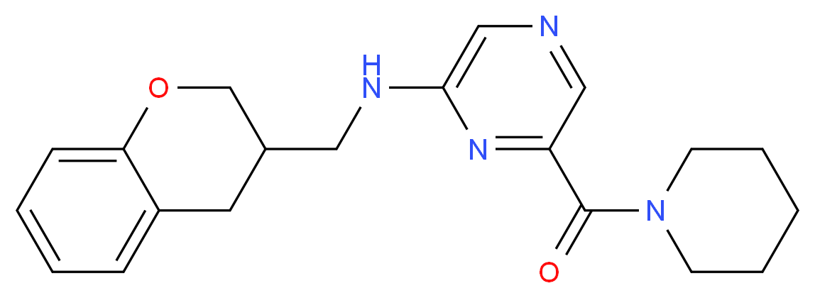 N-(3,4-dihydro-2H-chromen-3-ylmethyl)-6-(piperidin-1-ylcarbonyl)pyrazin-2-amine_Molecular_structure_CAS_)