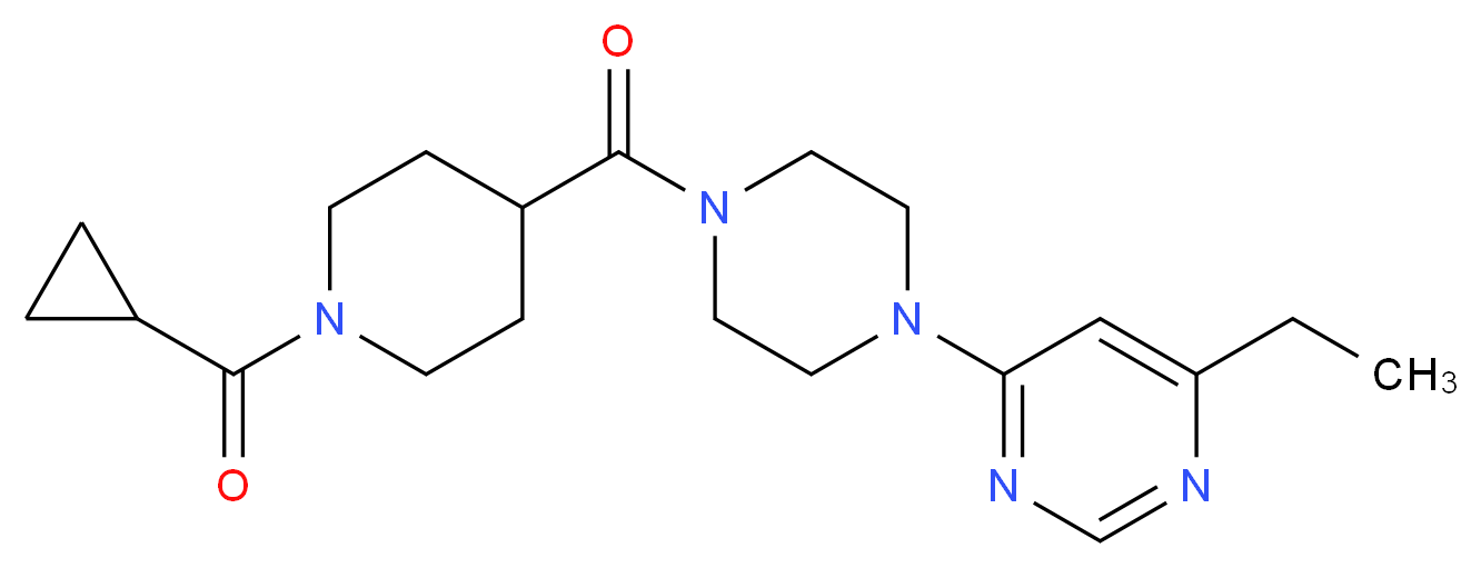 4-(4-{[1-(cyclopropylcarbonyl)-4-piperidinyl]carbonyl}-1-piperazinyl)-6-ethylpyrimidine_Molecular_structure_CAS_)