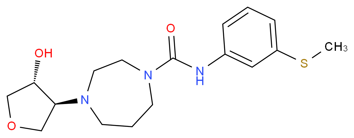 4-[(3S*,4R*)-4-hydroxytetrahydrofuran-3-yl]-N-[3-(methylthio)phenyl]-1,4-diazepane-1-carboxamide_Molecular_structure_CAS_)