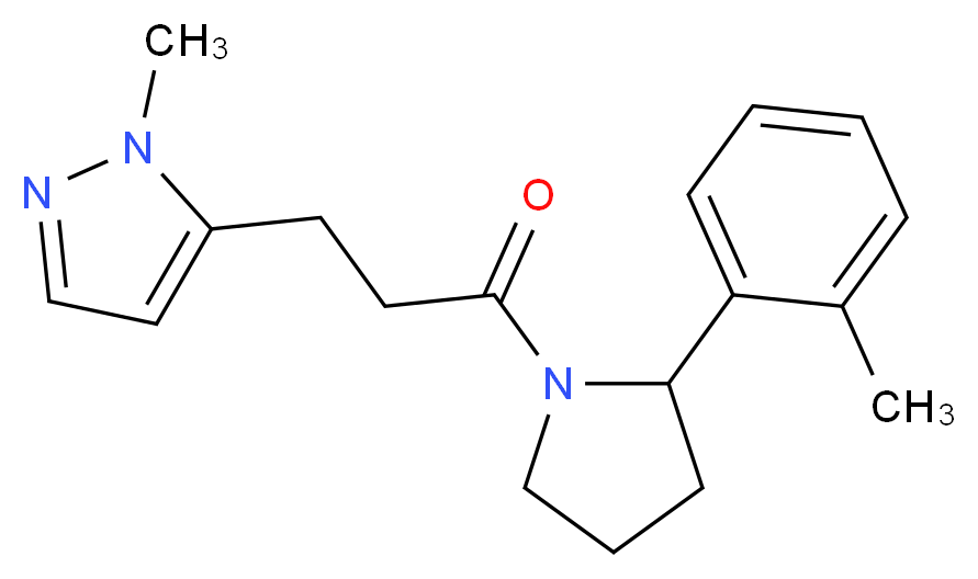 1-methyl-5-{3-[2-(2-methylphenyl)pyrrolidin-1-yl]-3-oxopropyl}-1H-pyrazole_Molecular_structure_CAS_)