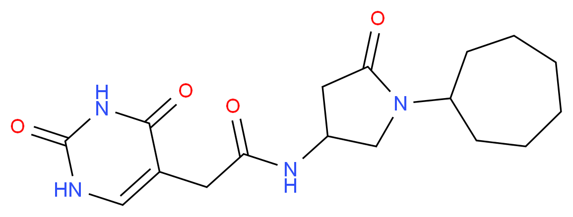 N-(1-cycloheptyl-5-oxopyrrolidin-3-yl)-2-(2,4-dioxo-1,2,3,4-tetrahydropyrimidin-5-yl)acetamide_Molecular_structure_CAS_)