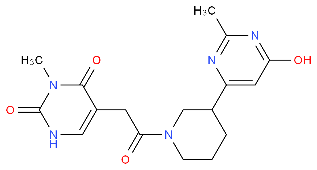 5-{2-[3-(6-hydroxy-2-methyl-4-pyrimidinyl)-1-piperidinyl]-2-oxoethyl}-3-methyl-2,4(1H,3H)-pyrimidinedione_Molecular_structure_CAS_)