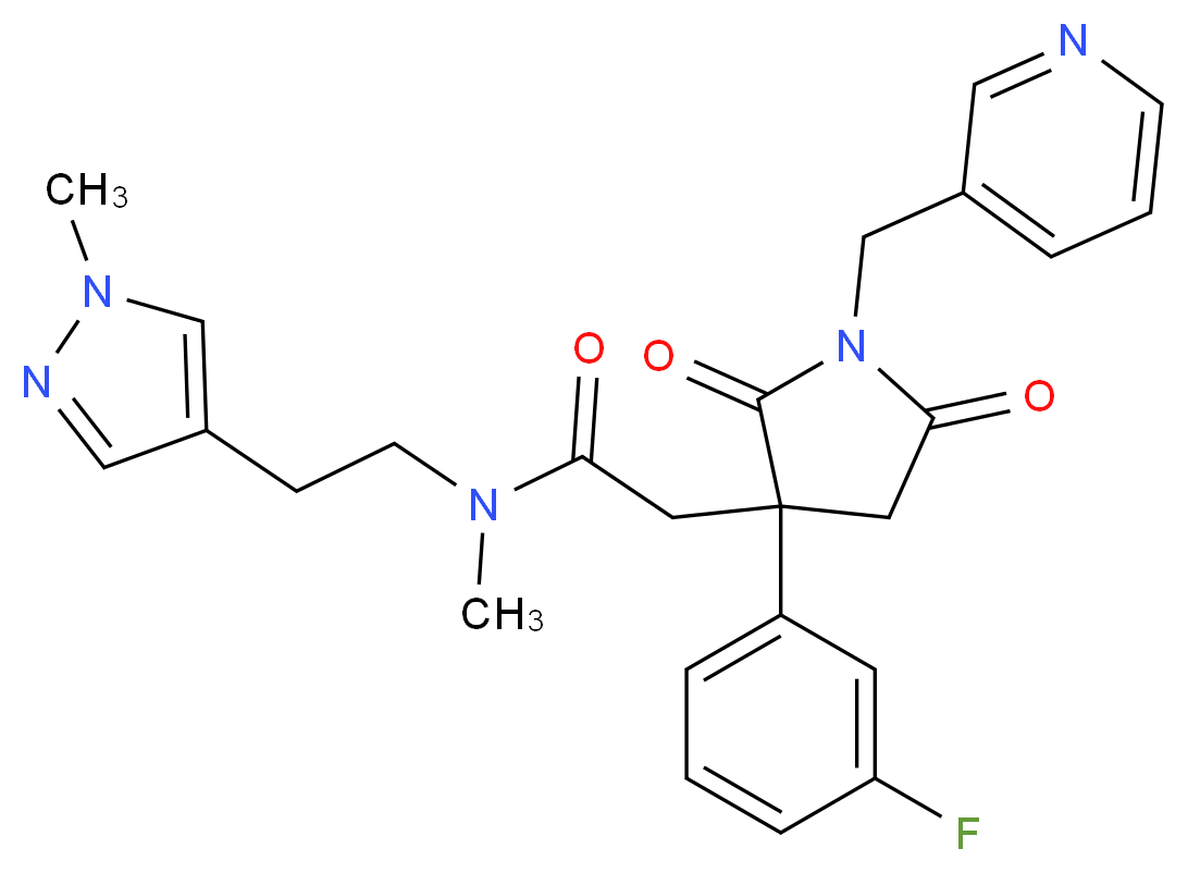 2-[3-(3-fluorophenyl)-2,5-dioxo-1-(3-pyridinylmethyl)-3-pyrrolidinyl]-N-methyl-N-[2-(1-methyl-1H-pyrazol-4-yl)ethyl]acetamide_Molecular_structure_CAS_)