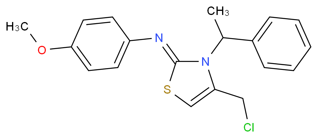 [4-Chloromethyl-3-(1-phenyl-ethyl)-3H-thiazol-2-ylidene]-(4-methoxy-phenyl)-amine_Molecular_structure_CAS_)