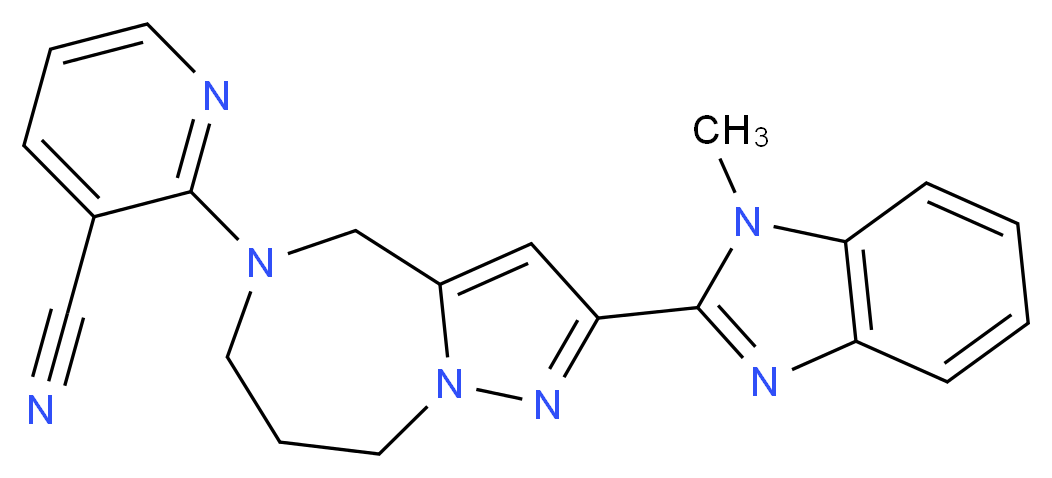 2-[2-(1-methyl-1H-benzimidazol-2-yl)-7,8-dihydro-4H-pyrazolo[1,5-a][1,4]diazepin-5(6H)-yl]nicotinonitrile_Molecular_structure_CAS_)