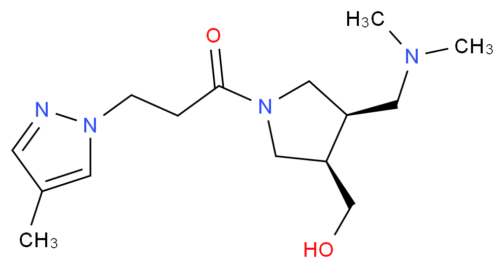 {(3R*,4R*)-4-[(dimethylamino)methyl]-1-[3-(4-methyl-1H-pyrazol-1-yl)propanoyl]pyrrolidin-3-yl}methanol_Molecular_structure_CAS_)