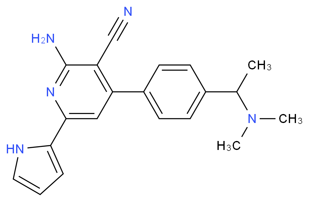 2-amino-4-{4-[1-(dimethylamino)ethyl]phenyl}-6-(1H-pyrrol-2-yl)nicotinonitrile_Molecular_structure_CAS_)