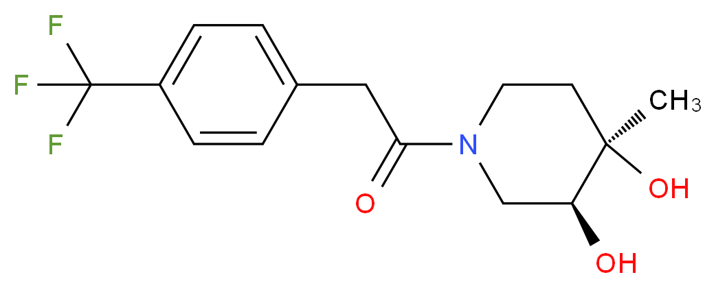 (3S*,4R*)-4-methyl-1-{[4-(trifluoromethyl)phenyl]acetyl}piperidine-3,4-diol_Molecular_structure_CAS_)