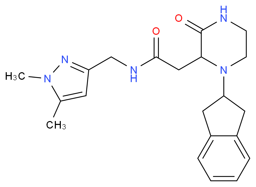 2-[1-(2,3-dihydro-1H-inden-2-yl)-3-oxo-2-piperazinyl]-N-[(1,5-dimethyl-1H-pyrazol-3-yl)methyl]acetamide_Molecular_structure_CAS_)