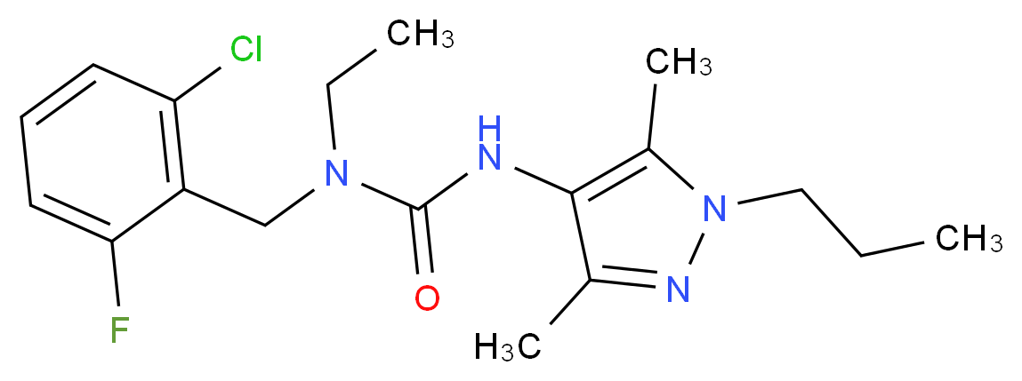 N-(2-chloro-6-fluorobenzyl)-N'-(3,5-dimethyl-1-propyl-1H-pyrazol-4-yl)-N-ethylurea_Molecular_structure_CAS_)