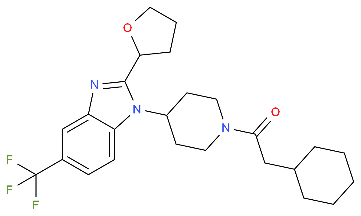 1-[1-(cyclohexylacetyl)-4-piperidinyl]-2-(tetrahydro-2-furanyl)-5-(trifluoromethyl)-1H-benzimidazole_Molecular_structure_CAS_)